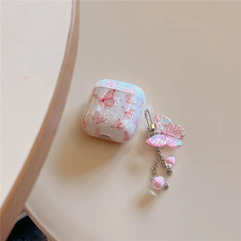 Capa com Padrão de Borboleta para AirPods com Estojo de Carregamento (2016) / (2019) / AirPods com Estojo de Carregamento Sem Fio (2019) Estojo de TPU