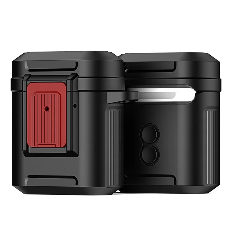 Dux Ducis Pech Series Case de Protección Para Apple AirPods 1 / 2 Cubierta a Prueba de Choque de Cuerpo Completo Con Gancho - Negro / Rojo