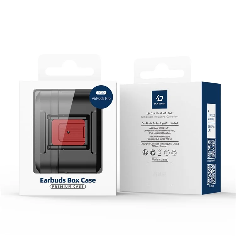 DUX DUCIS PECH Series Funda protectora para Apple AirPods con estuche de carga (2016) / (2019) / AirPods con estuche de carga inalámbrica (2019) - Negro / Rojo