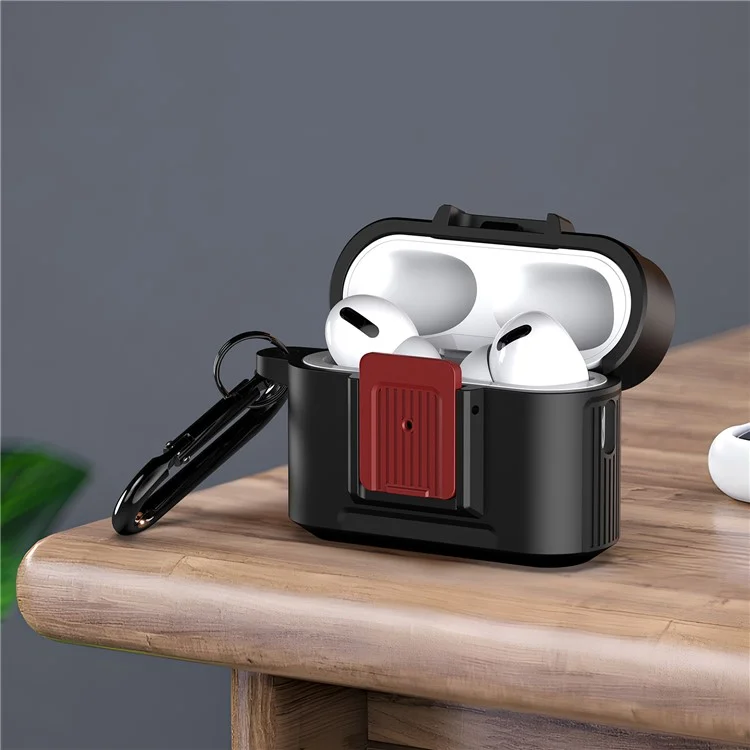 Serie Dux Ducis Pech Para AirPods Pro 2 Cubierta de Auriculares de Armadura de Caja Protectora Con Llavero - Negro / Rojo