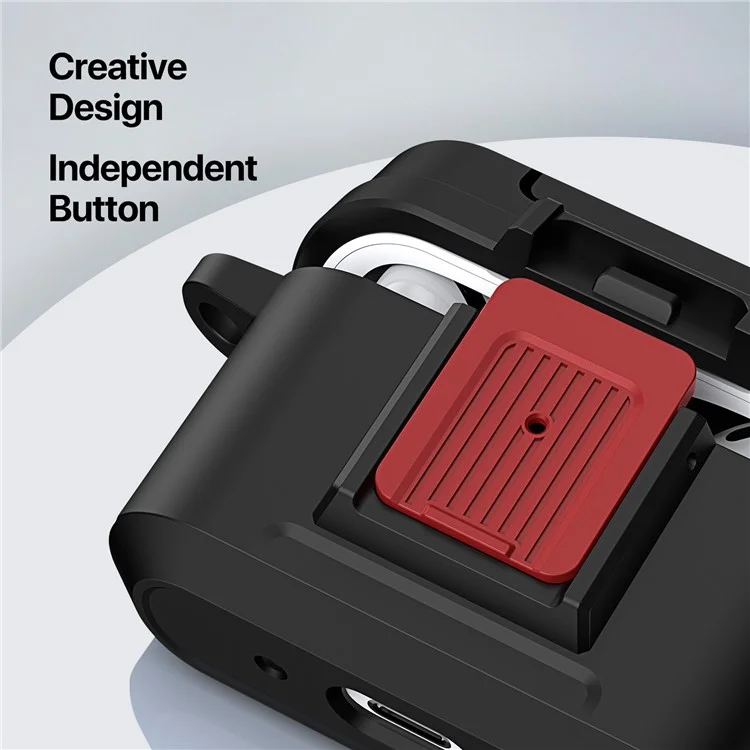 DUX DUCIS PECH Series para Apple AirPods Pro Case PC+TPU Capa de Fone de Ouvido com Gancho - Preto / Vermelho