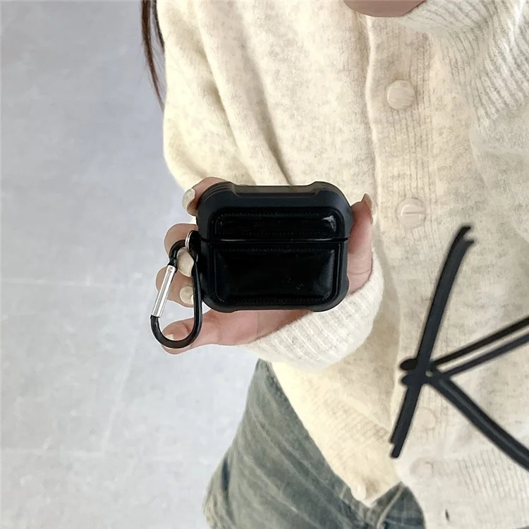 Для AirPods Pro 2 / Pro Down Jacket Design TPU Cover Wireless Earphone Protective Case с Anti-lost Buckle - White