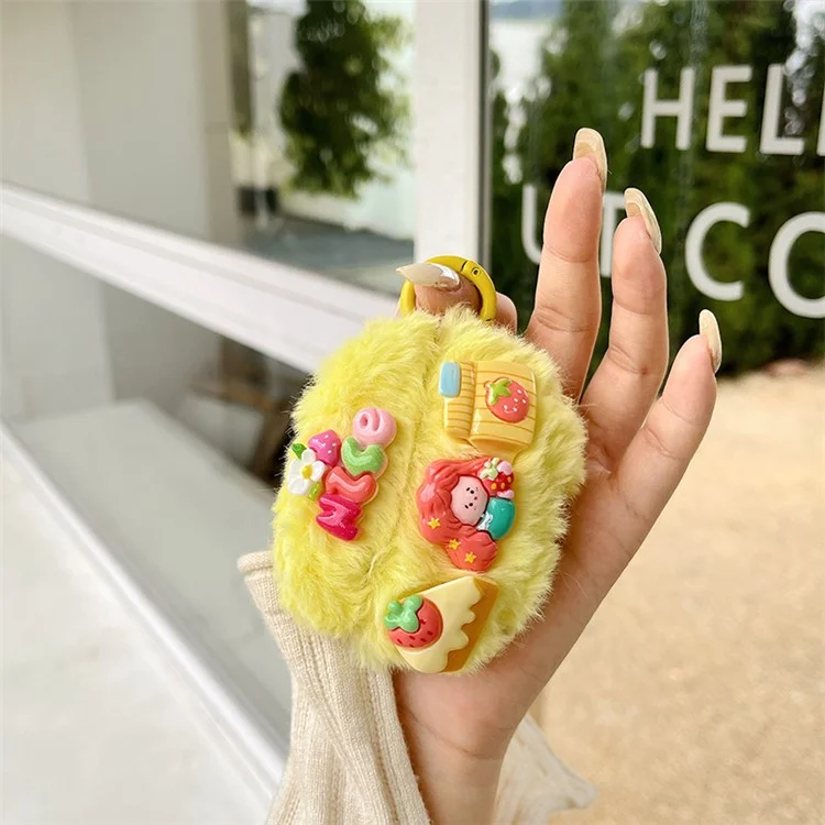 Para Apple AirPods 3 Cute Strawberry Girl Earphone Protection Case Plush+TPU Cover with Ring Buckle