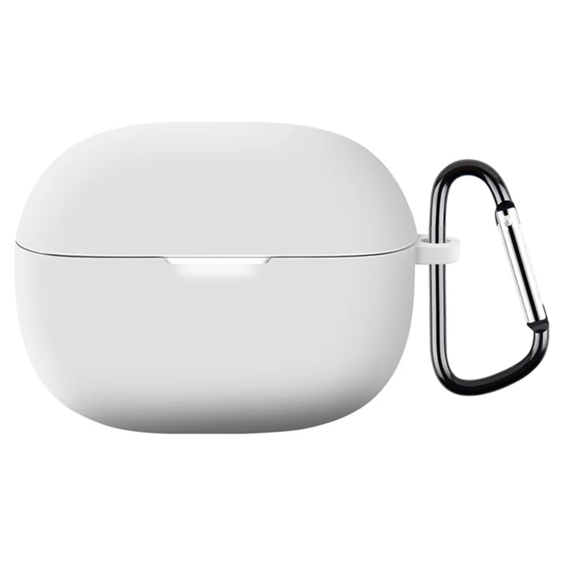 For Redmi Buds 5 Pro Silicone Case Earphone Cover Bluetooth-compatible Headphone Sleeve with Buckle - White