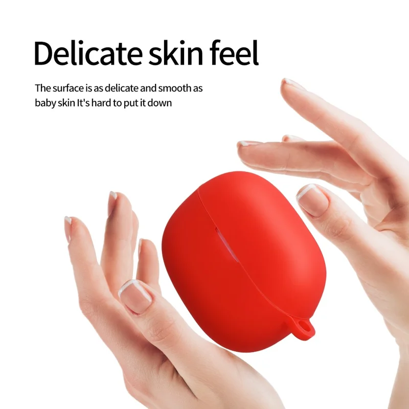 For Redmi Buds 5 Pro Silicone Case Earphone Cover Bluetooth-compatible Headphone Sleeve with Buckle - White