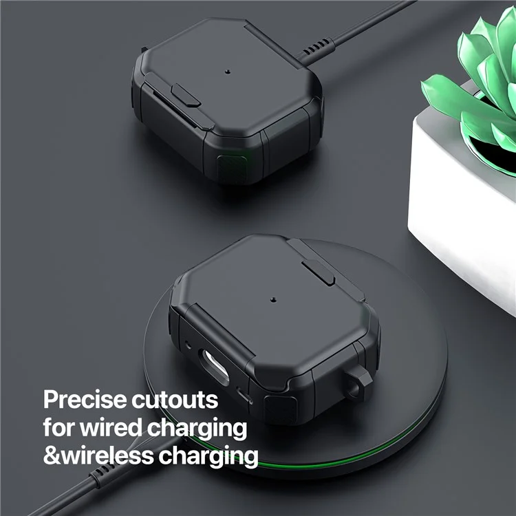 DUX DUCIS PECF Series for Apple AirPods Pro 2 Earphone Protective Cover Dustproof Anti-Fall Case with Keychain - Black