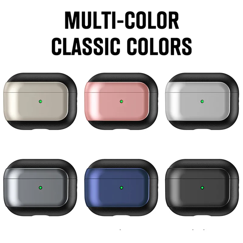 For Apple AirPods Pro Earphone Case Electroplating Protective Cover with Lanyard - Black