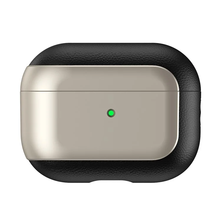 Per AirPods Pro 2 TPU Case Litchi Texture Fall Prevention Earphone Cover con Cordino - Titanium Grey