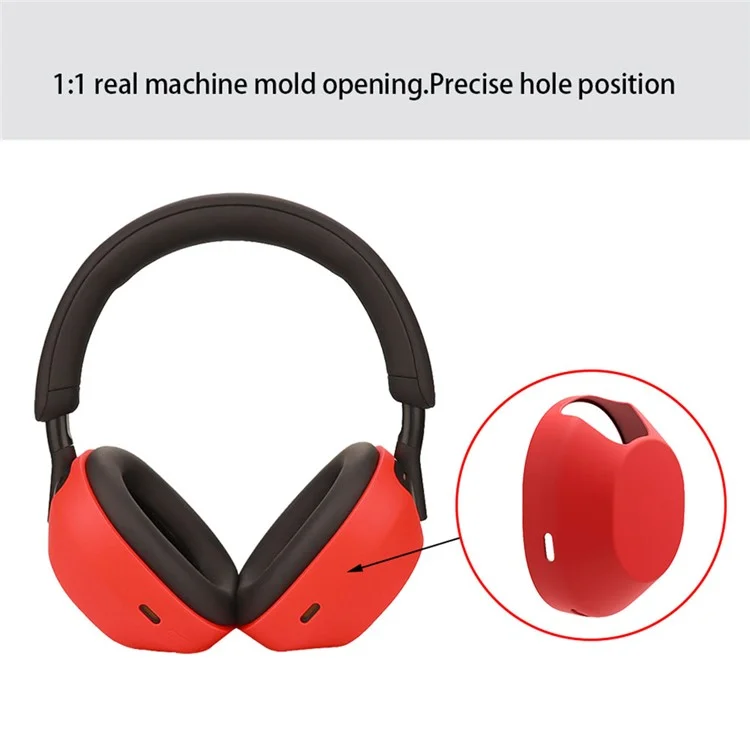 GJT-011 1 Pair For Sony WH-1000XM5 Headphone Earmuff Protective Case Silicone Cover - Red