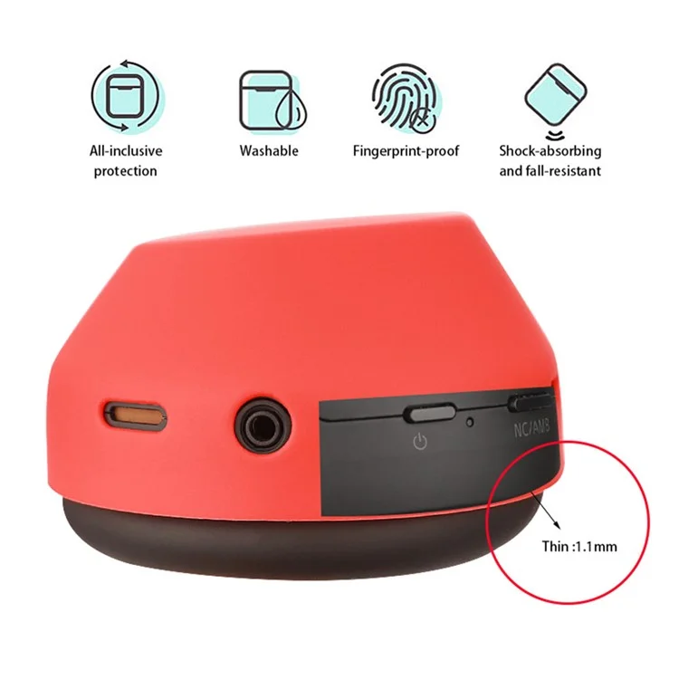 GJT-011 1 Pair For Sony WH-1000XM5 Headphone Earmuff Protective Case Silicone Cover - Red