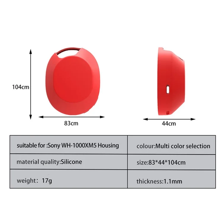 GJT-011 1 Pair For Sony WH-1000XM5 Headphone Earmuff Protective Case Silicone Cover - Red