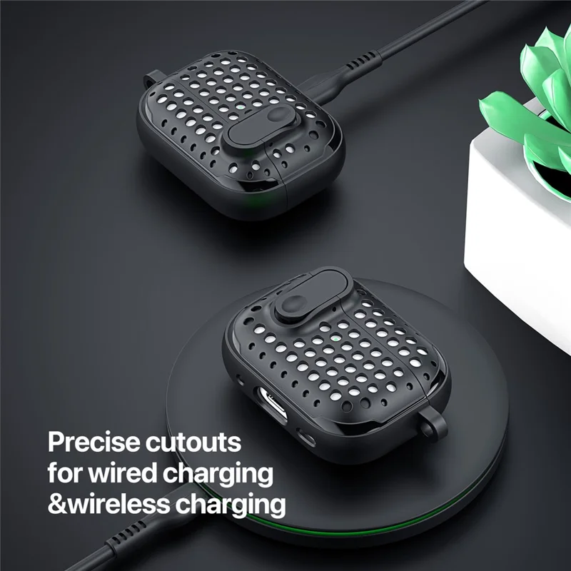 DUX DUCIS PECM Series for Apple AirPods Pro 2 Protective Cover Portable Earphone Case with Secure Lock Design - Black+Purple