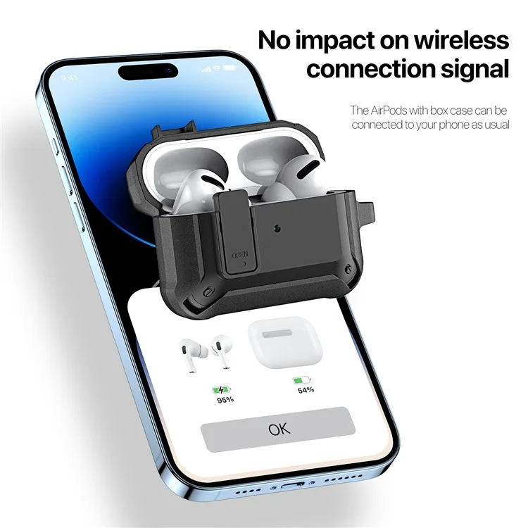 DUX DUCIS PECO Series per Apple AirPods con custodia di ricarica (2016) / (2019) / AirPods con custodia di ricarica wireless (2019) Secure Lock Cover - Nero