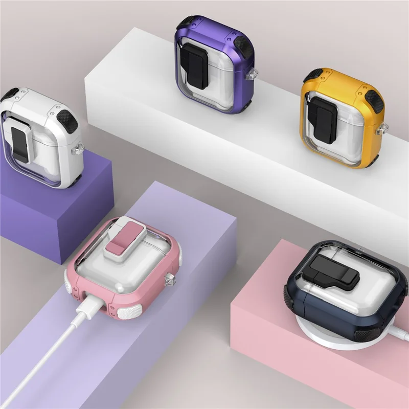 For AirPods with Charging Case (2016)  /  (2019)  /  Wireless Charging Case (2019) Clear Earphone Case TPU+PC Rugged Cover - Transparent Yellow
