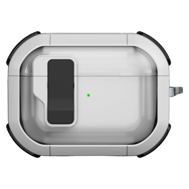 For AirPods Pro 2 Earphone Case TPU+PC Rugged Clear Earbuds Cover with Buckle - Transparent White