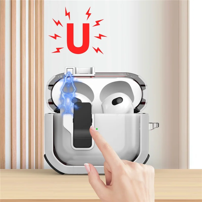 For AirPods 3 Clear Earphone Case TPU+PC Rugged Earbuds Cover, Support Wireless Charging - Transparent Pink