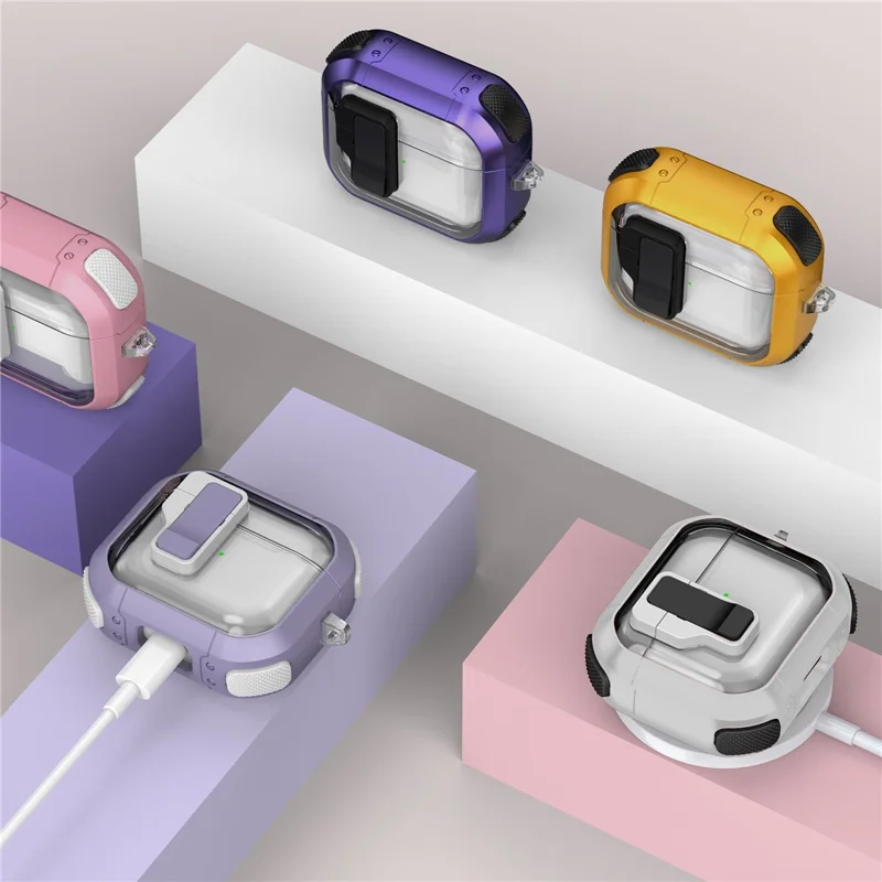 For AirPods 3 Clear Earphone Case TPU+PC Rugged Earbuds Cover, Support Wireless Charging - Transparent Pink