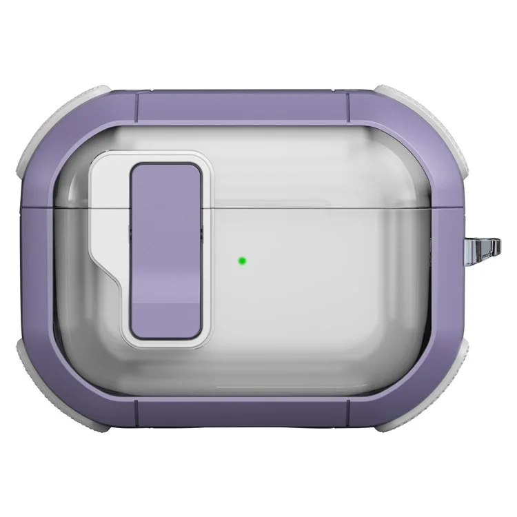 Para AirPods Pro Clear Earphone Case con Hebilla TPU+PC Funda de Auriculares Bluetooth - Transparente Morado Claro