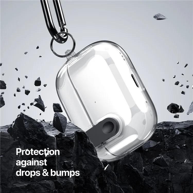 DUX DUCIS PECL Series for Apple AirPods Pro 2 Earphone Case  TPU+PC Cover with Hanging Hook - Clear Black