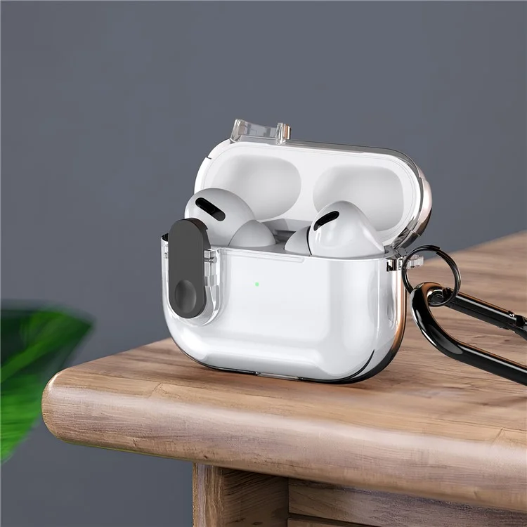 DUX DUCIS PECL Series for Apple AirPods Pro 2 Earphone Case  TPU+PC Cover with Hanging Hook - Clear Black