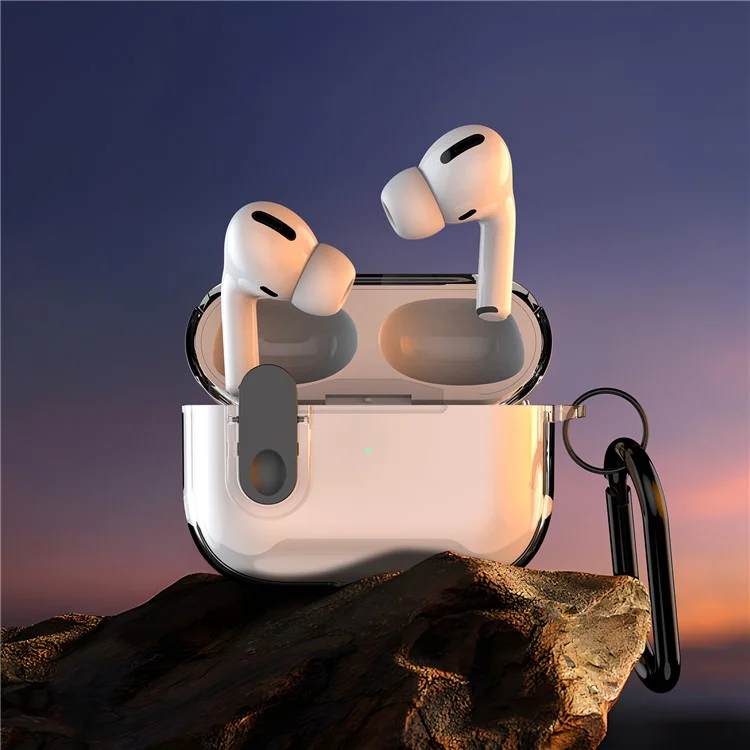 DUX DUCIS PECL Series for Apple AirPods Pro 2 Earphone Case  TPU+PC Cover with Hanging Hook - Clear Black