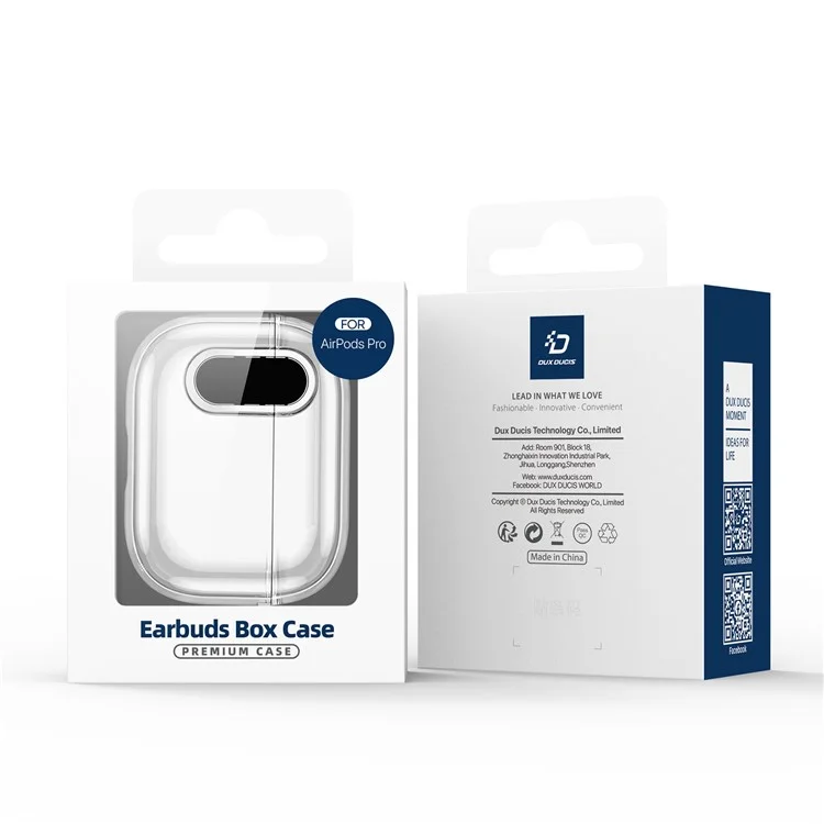 DUX DUCIS PECL Serie per Apple AirPods Pro Custodia per auricolari Bluetooth Copertura anti-caduta con gancio per appendere - Nero trasparente