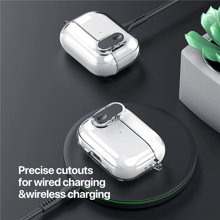 DUX DUCIS PECL Serie per Apple AirPods Pro Custodia per auricolari Bluetooth Copertura anti-caduta con gancio per appendere - Nero trasparente