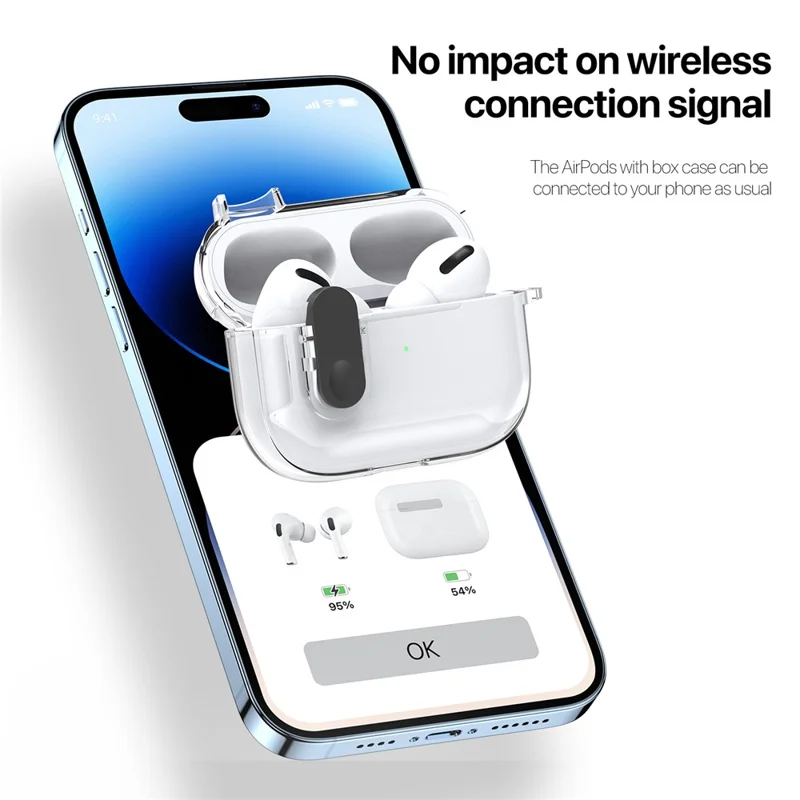 DUX DUCIS PECL Series for Apple AirPods Pro Bluetooth-compatible Earbud Case Anti-drop Cover with Hanging Hook - Clear White