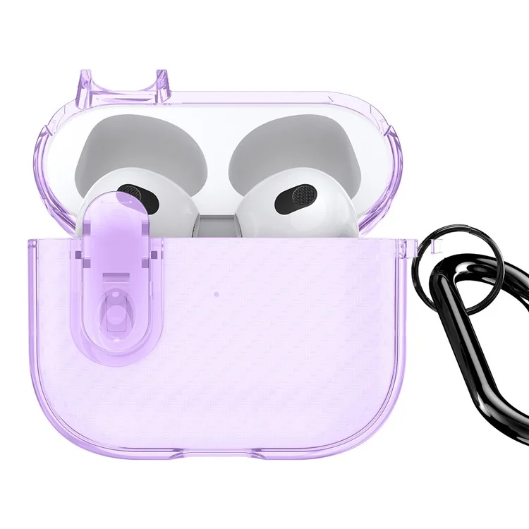 DUX DUCIS PECK Series per Apple AirPods 3 PC+TPU Earbud Case Anti-drop Cover con Gancio Appeso - Viola