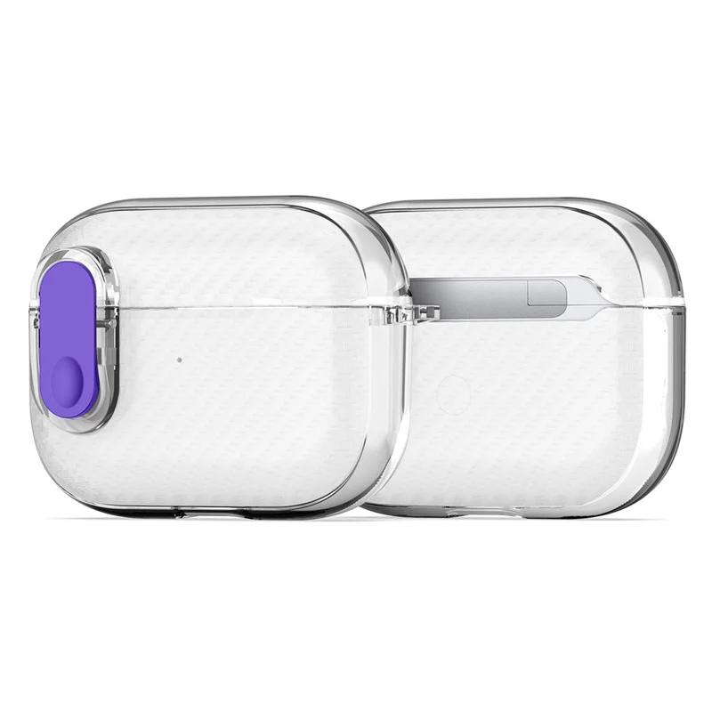 DUX DUCIS PECK Series Case for Apple AirPods Pro Bluetooth-compatible Earbud Cover with Hanging Hook - Clear Purple