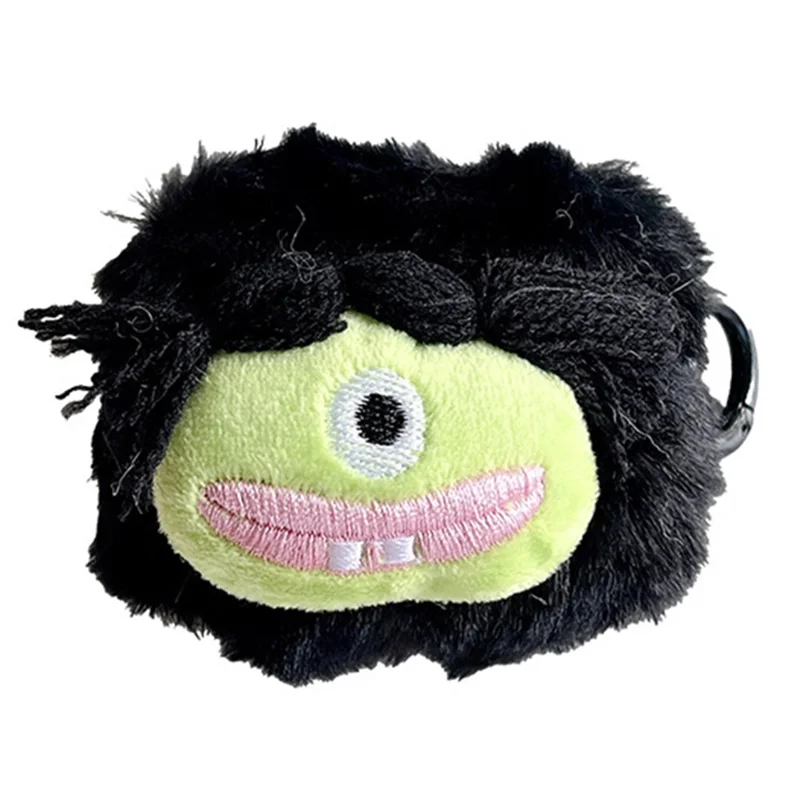 For AirPods Pro / AirPods Pro 2 Parody Expression Plush+TPU Protective Cover with Buckle - Black