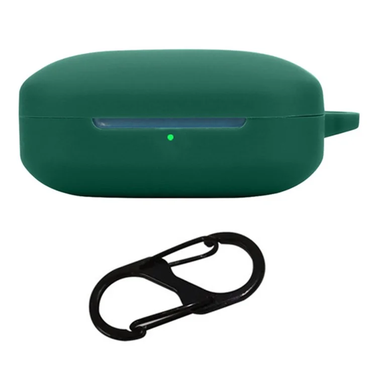 For OnePlus Buds 3 Silicone Case Bluetooth-compatible Headset Sleeve Cover with Buckle - Blackish Green