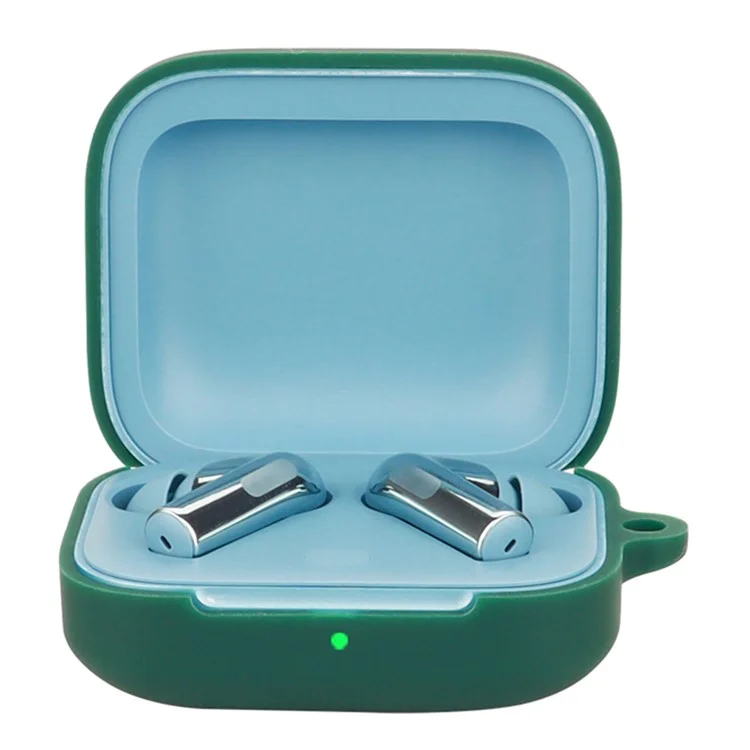 For OnePlus Buds 3 Silicone Case Bluetooth-compatible Headset Sleeve Cover with Buckle - Blackish Green