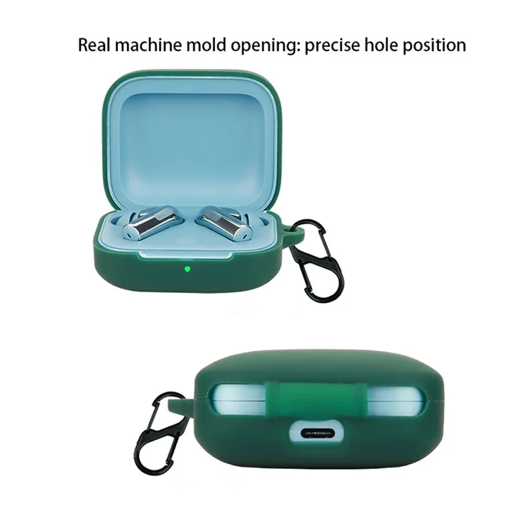 For OnePlus Buds 3 Silicone Case Bluetooth-compatible Headset Sleeve Cover with Buckle - Blackish Green