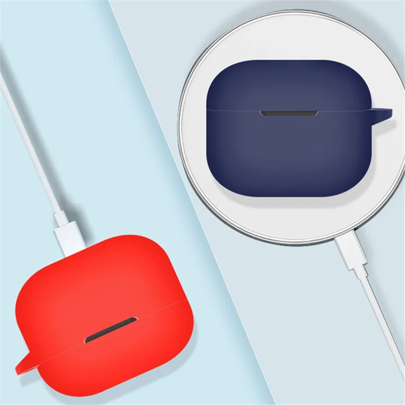 For QCY T19 Earphone Cover Silicone Case Headset Sleeve with Buckle - Red