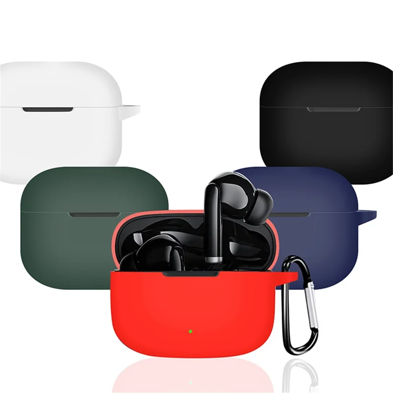 For QCY T19 Earphone Cover Silicone Case Headset Sleeve with Buckle - Red