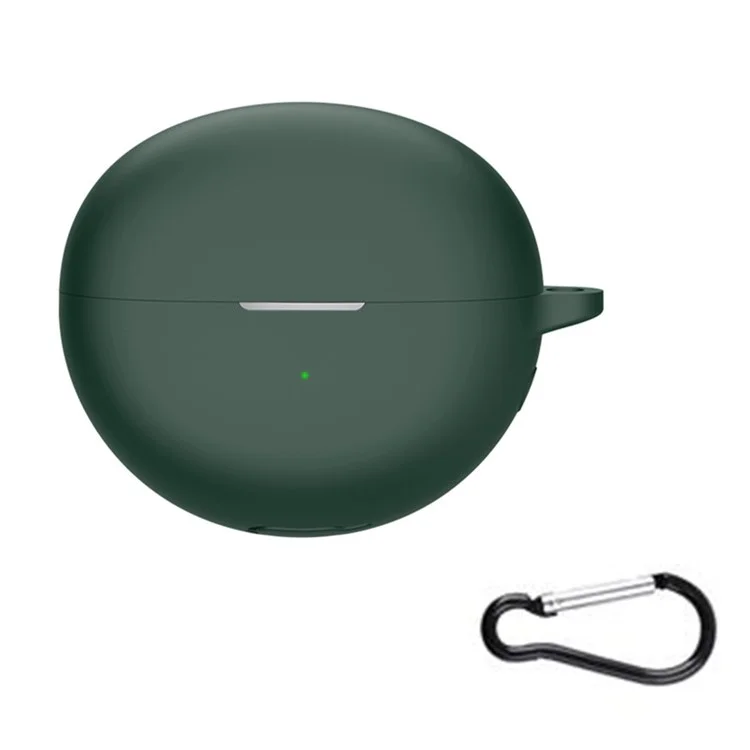 Silicone Case for Huawei FreeClip Earphone Cover Bluetooth-compatible Headset Sleeve with Buckle - Blackish Green