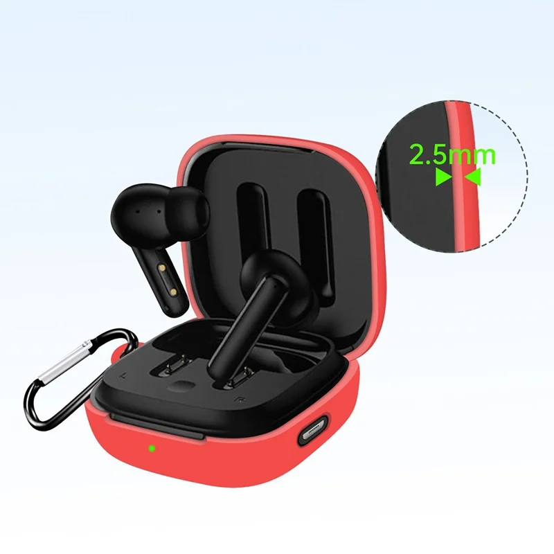 For QCY T13 ANC Earphone Cover Sleeve Silicone Case with Buckle - Black