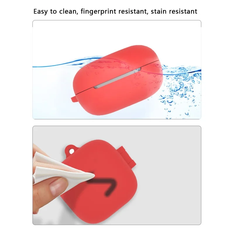 For QCY T13 ANC Earphone Cover Sleeve Silicone Case with Buckle - Dark Blue