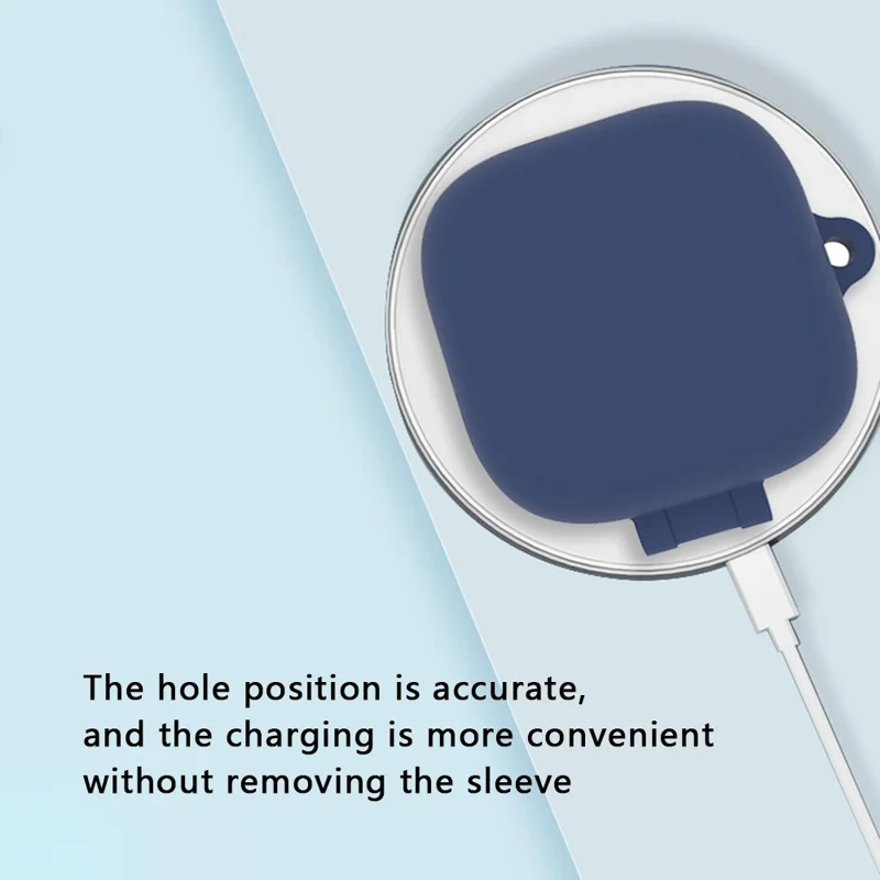 For QCY T13 ANC Earphone Cover Sleeve Silicone Case with Buckle - Dark Blue