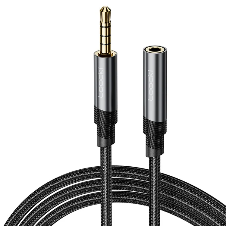 TOOCKI TQ-X41 Cabo de Áudio de 3,5mm de Macho para Fêmea 1m 4 Seções Cabo de Extensão AUX para Microfone - Cinza