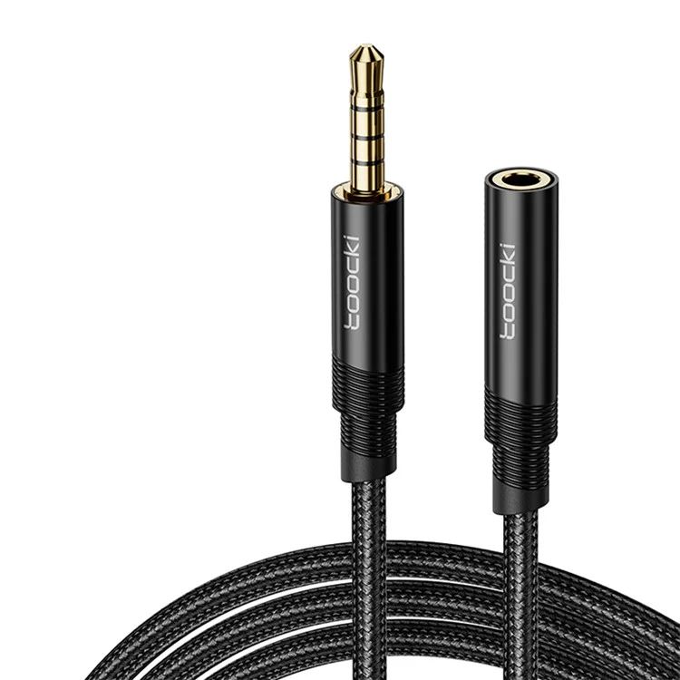 TOOCKI TQ-X41 Audio Extension Cable 2m 4 Section 3.5mm Stereo Jack Male to Female Cable - Black