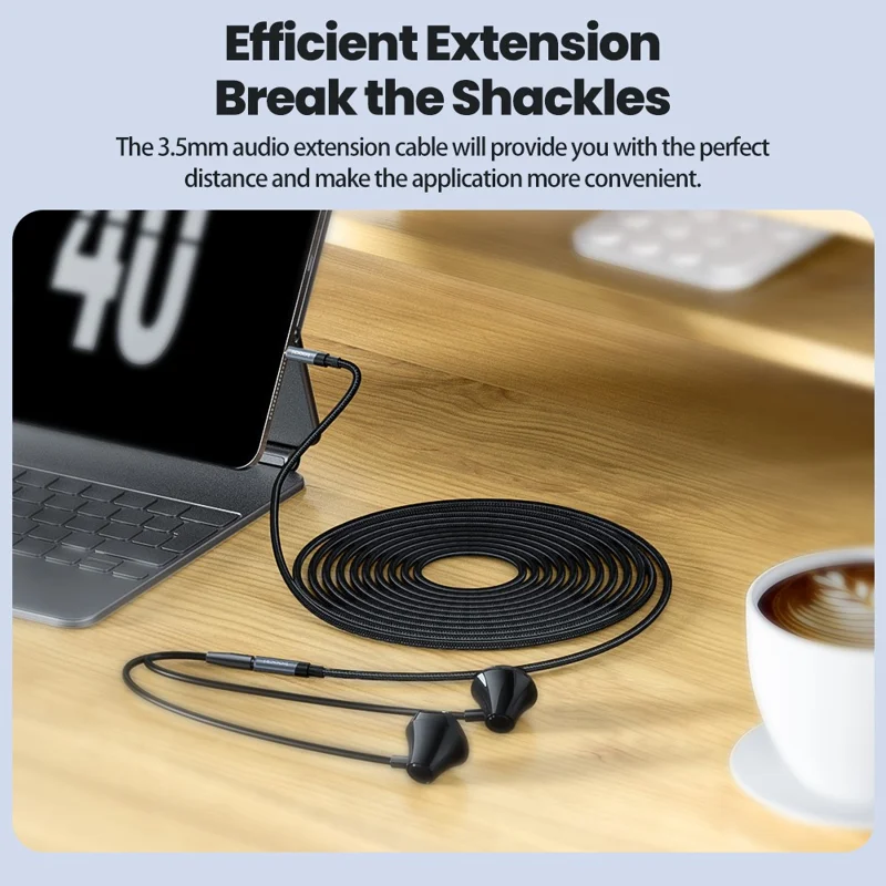 TOOCKI TQ-X41 Audio Extension Cable 2m 4 Section 3.5mm Stereo Jack Male to Female Cable - Grey