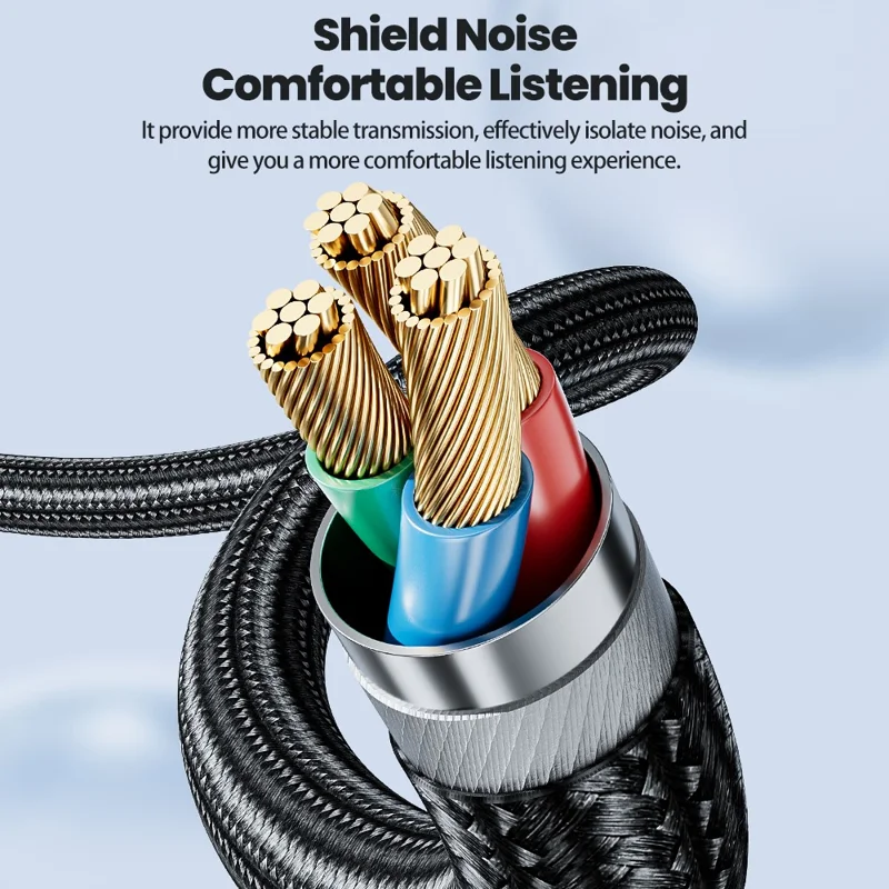TOOCKI TQ-X41 Audio Extension Cable 2m 4 Section 3.5mm Stereo Jack Male to Female Cable - Grey