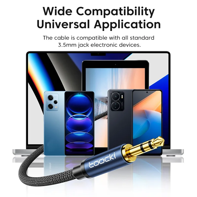 TOOCKI TQ-YP06 Cable Extensor Estéreo de 2 m con Conector Macho a Hembra de 3,5 mm para Auriculares - Gris