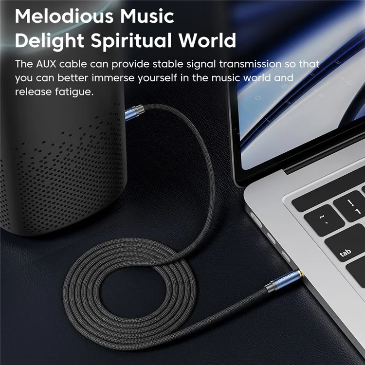 TOOCKI Q-YP05 1m AUX Audio Kabel, männlich auf männlich, 3,5-mm-Stereokabel, Farbe: Grau
