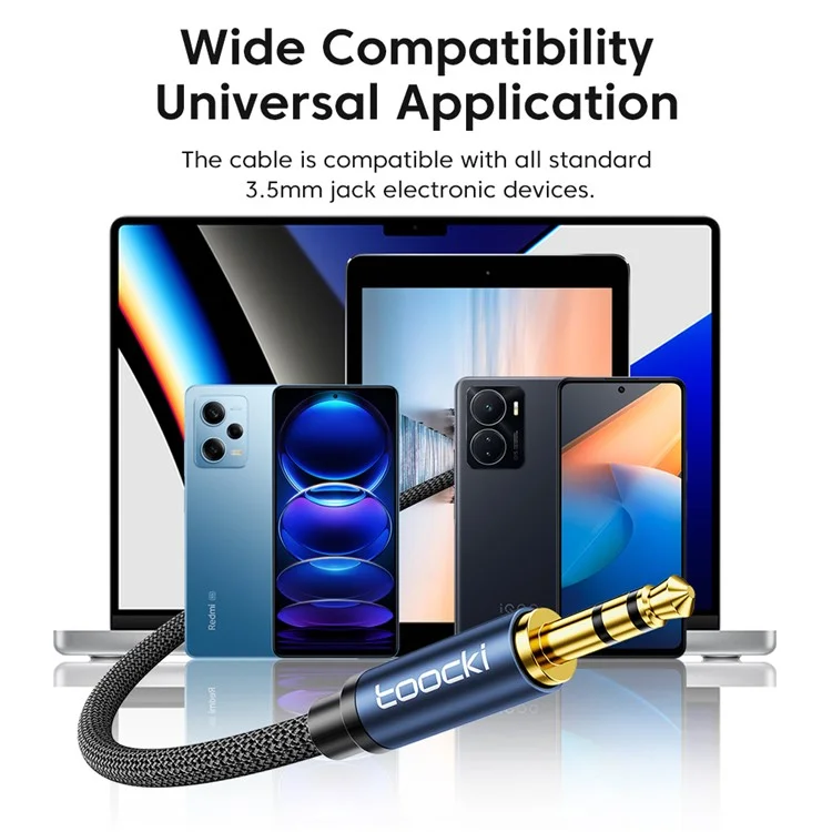 TOOCKI Q-YP05 3m Stereo-Kabel Kabel 3,5 mm Stecker auf Stecker - Blau