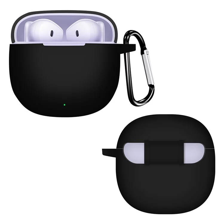 For Honor Earbuds X6 Bluetooth-compatible Earphone Silicone Case Anti-drop Cover with Hanging Buckle - Black