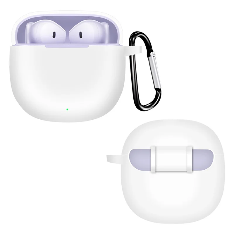 For Honor Earbuds X6 Bluetooth-compatible Earphone Silicone Case Anti-drop Cover with Hanging Buckle - White