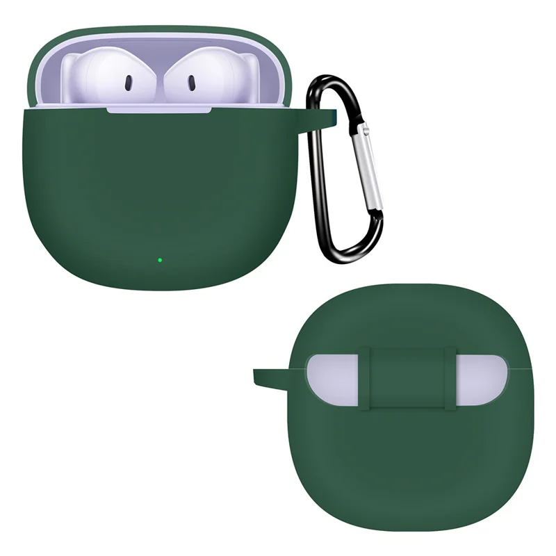 For Honor Earbuds X6 Bluetooth-compatible Earphone Silicone Case Anti-drop Cover with Hanging Buckle - Blackish Green